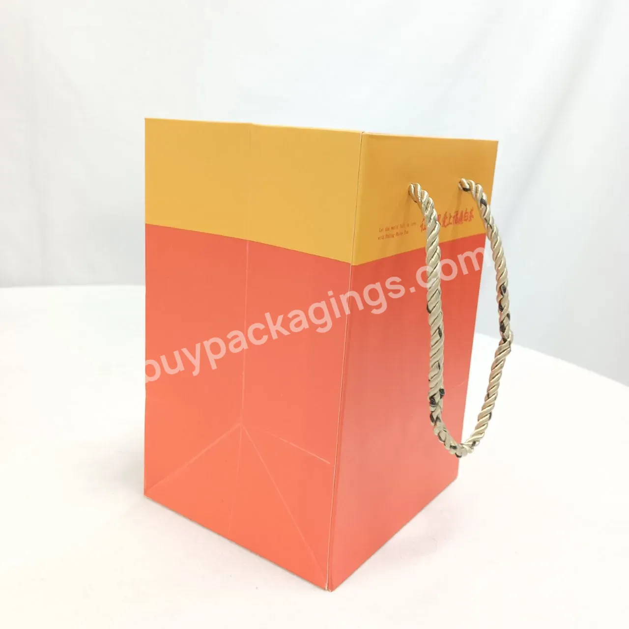 Hot Selling Orange Small Handle Paper Bag Custom Printed With Your Logo Wedding Gift Paper Bag For Hanging Out