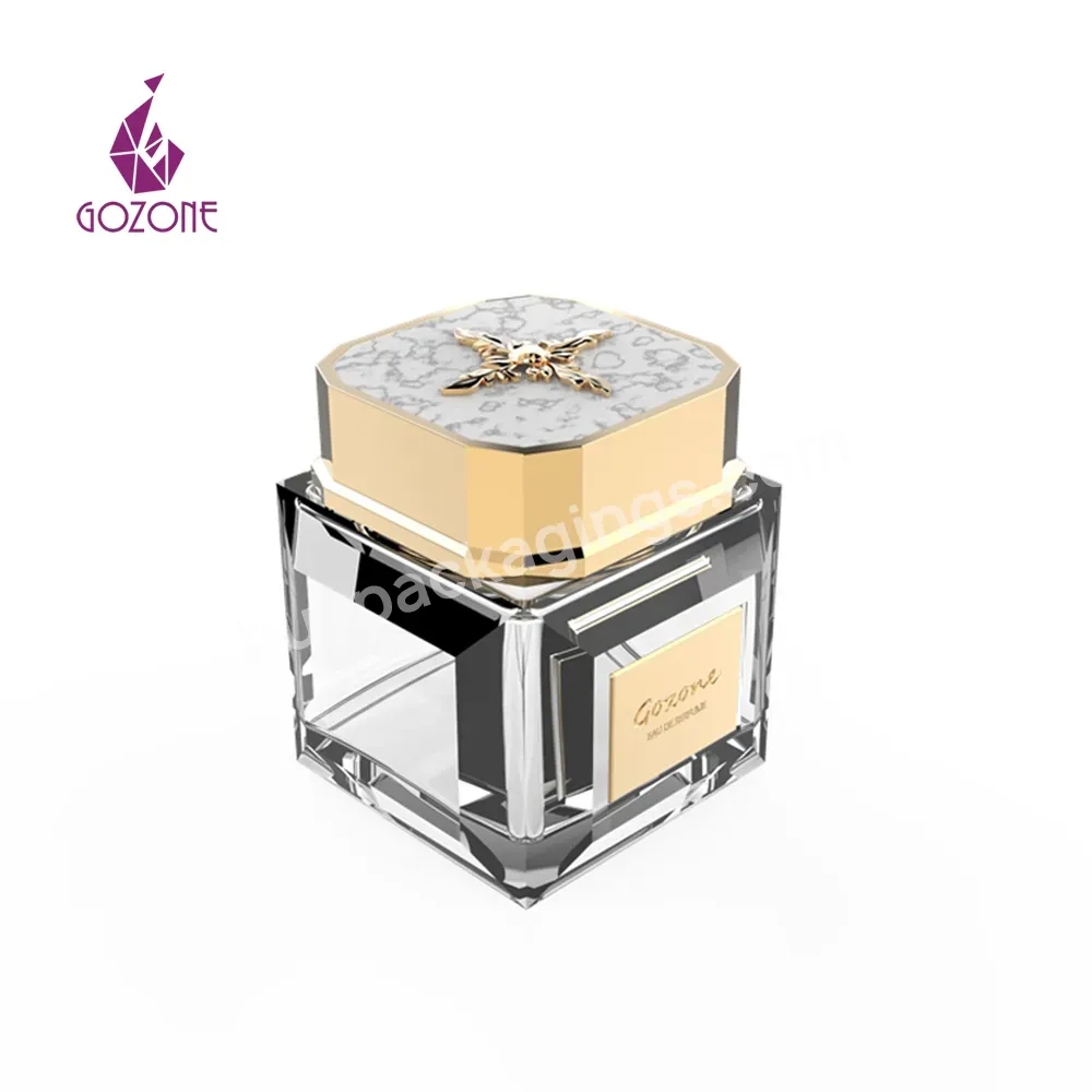 Hot Selling Polished Luxury Oud Arabic Square Glass Jar For Bakhoor