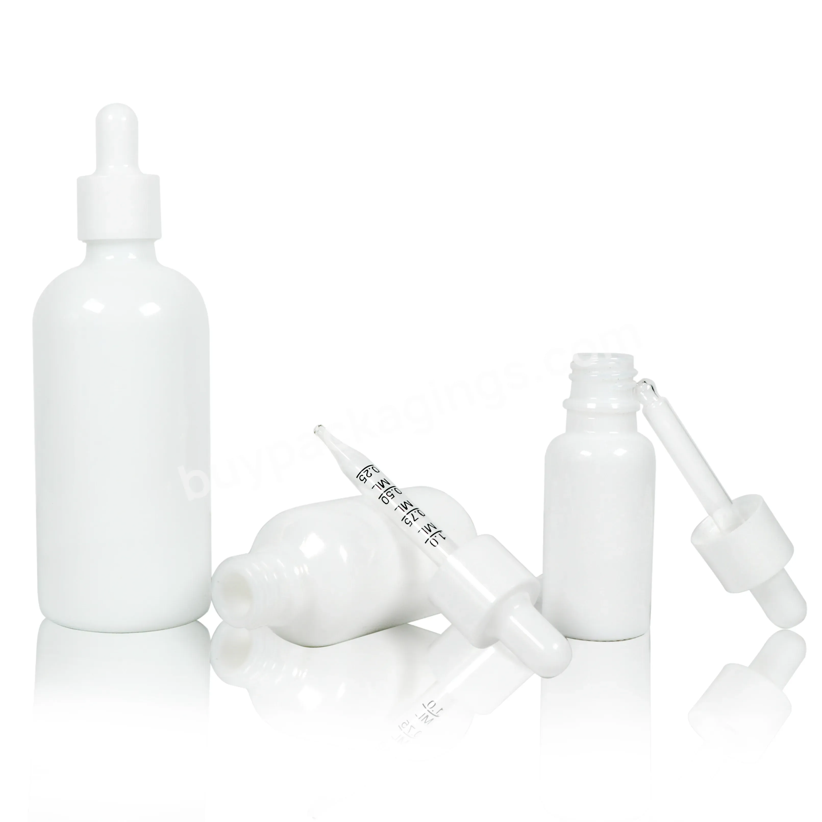 Hot Selling Product White Porcelain 30ml Cylinder Glass Dropper Bottles For Serum Essential Oil Bottle