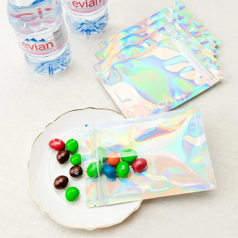 Hot Selling Rainbow Film Laser Aluminum Foil Polyester Film Holographic Bag Candy Gift Packaging Plastic Jewelry Bag