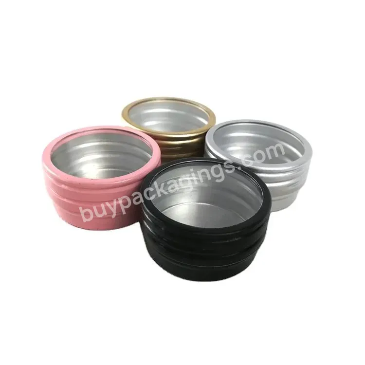Hot Selling Round Aluminum Tin Jars With Window Nail Box Tea Candle Mini Sample Jar Lip Balm Tin Cosmetic Container