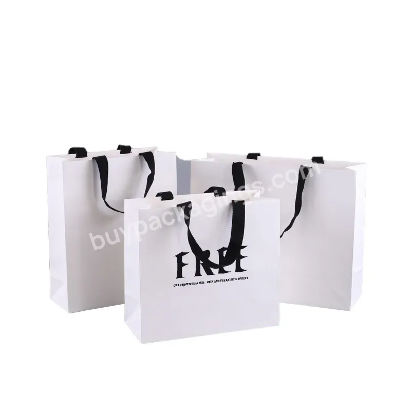 Hot Selling Shopping Paper Bag Christmas Party Pink White Luxury Gift Clothes Underwear Custom Paper Bag With Ribbon Handle