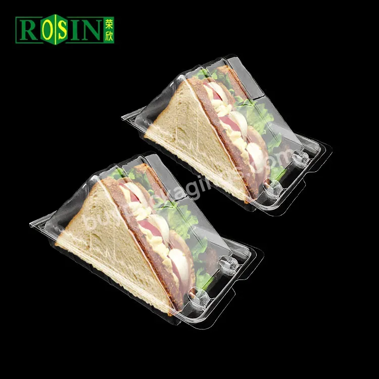 Hot Selling Take Away Hinged Triangle Sandwich Food Container Plastic Sandwich Boxes