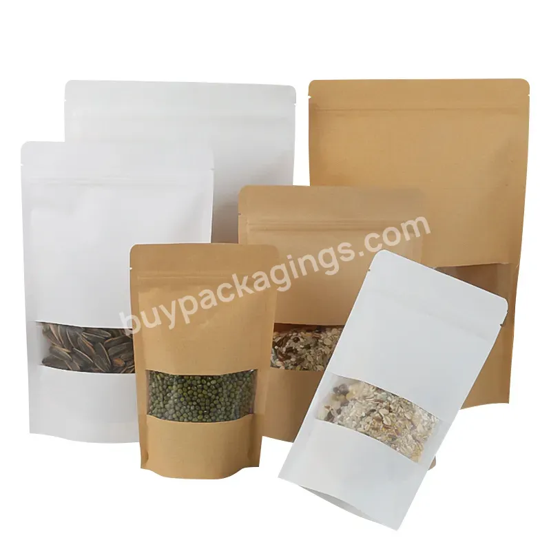Hot Selling Tea And Window Frosted Kraft Paper Bags With Self Sealing Zipper Bags
