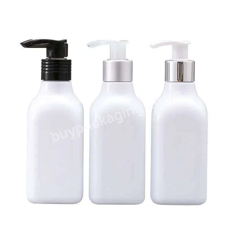 Hot-selling White Empty Plastic Lotion Pump Bottles For Cosmetic 200ml Square Shampoo Bottle Body Butter Container