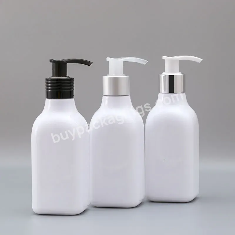 Hot-selling White Empty Plastic Lotion Pump Bottles For Cosmetic 200ml Square Shampoo Bottle Body Butter Container