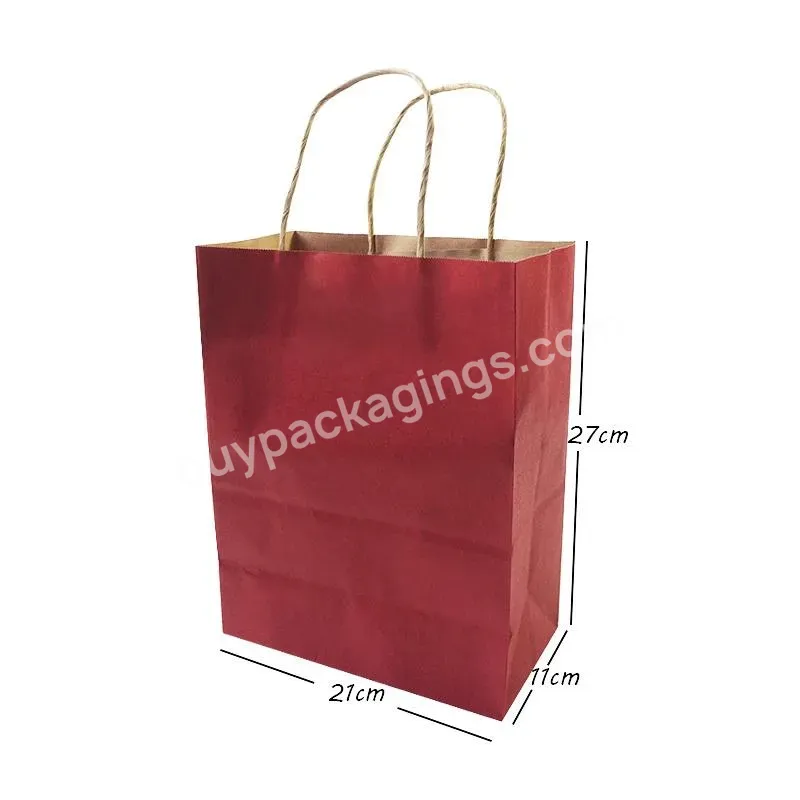 Hot Selling Wholesale Custom Luxury Color Gift Paper Shopping Bag With Your Own Logo Handle Red Kraft Paper Bags