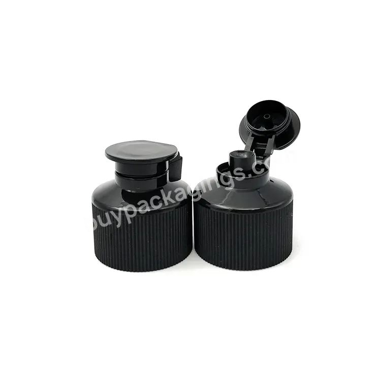 Hot Shiny Black Detergent Liquid Bottle Cap,Ribbed Flip Top Cap 28/410