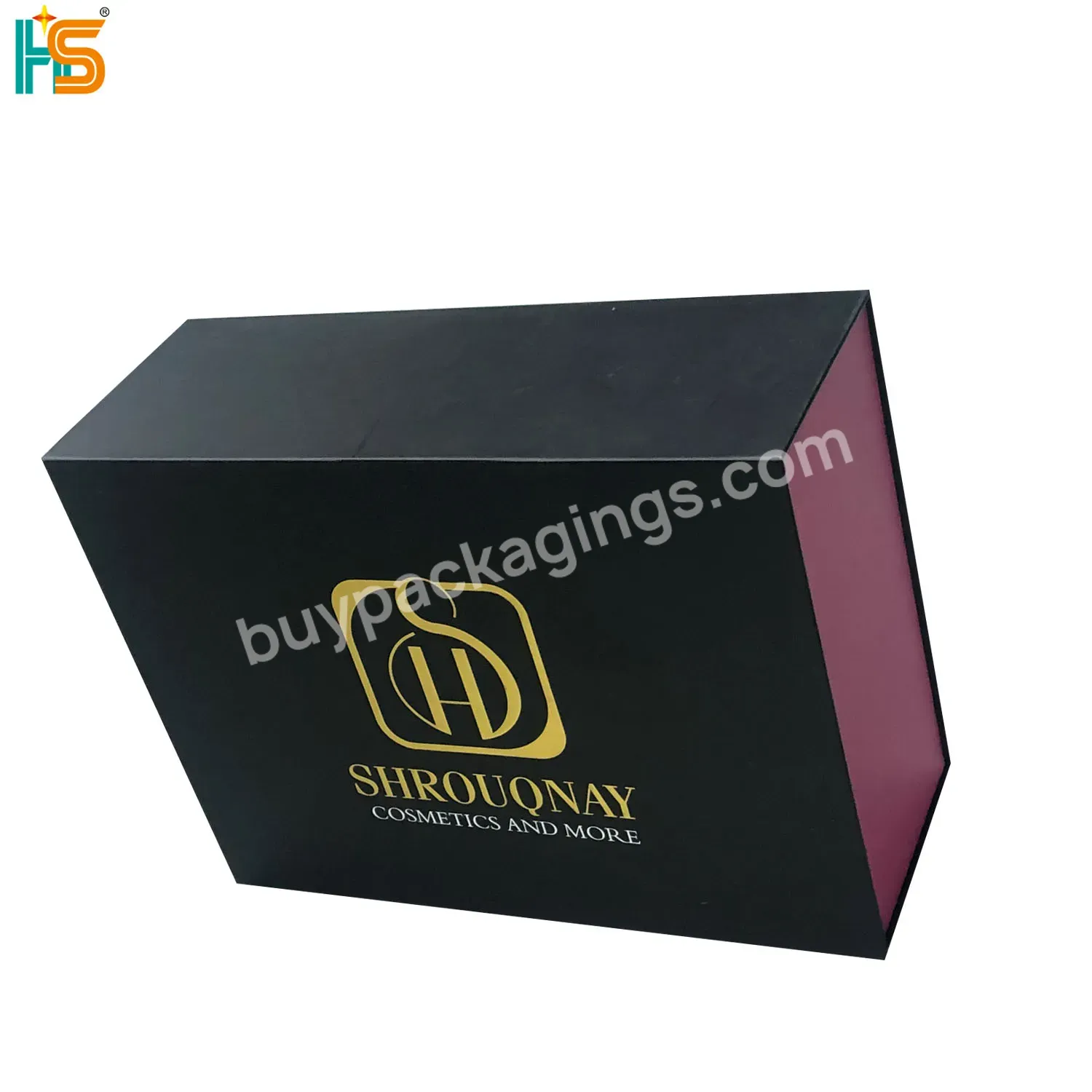 Hot Stamping Custom Logo Paper Packaging Folding Box Magnetic Black Gift Packaging
