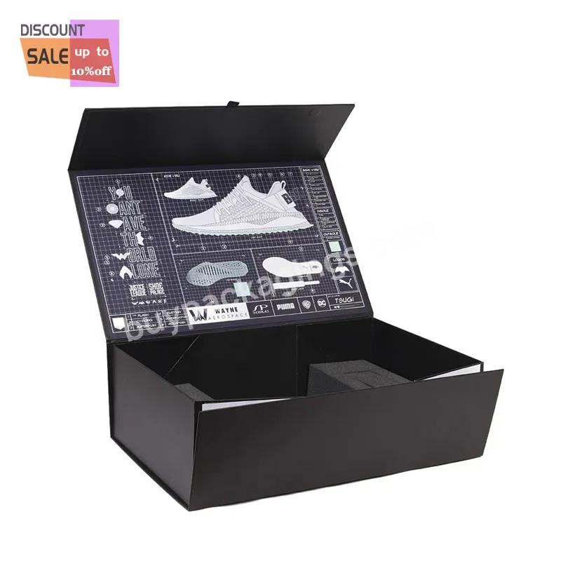 Huaisheng Packaging Bespoke Big Black Retail Products Gift Box Packaging With Magnetic Lid