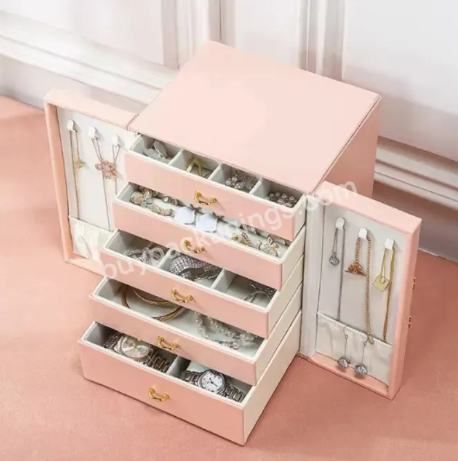 Huge Jewelry Boxes Jewelry Organizer Case 6 Tier 40 Hooks With Earrings Rings Necklaces Bracelets Earrings For Girls Jewelry Box