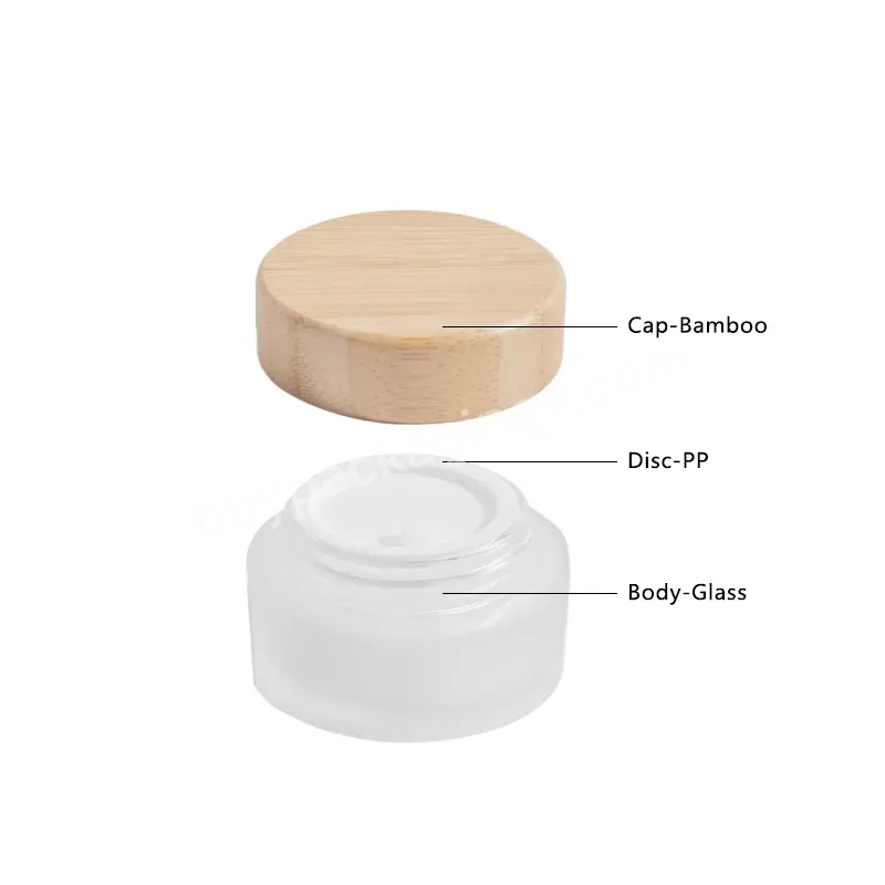 In Stock 10ml 10g 15g 30g 50g 100g 4oz Clear Black Glass Bamboo Lid Cosmetic Jar Frosted Glass Jar With Bamboo Lid