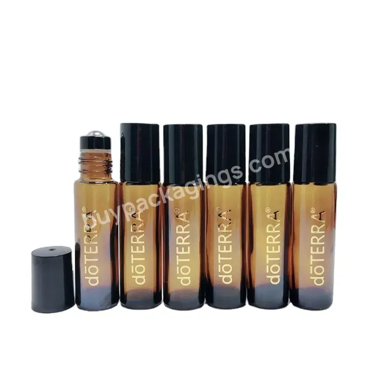 In Stock 10ml Amber Roll-on Glass Bottle Perfume Doterra With Black Premium Metal Ball