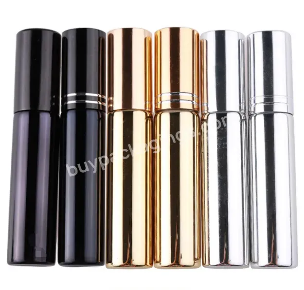 In Stock ! 10ml Black Sliver Gold Color Uv Coated Empty Glass Perfume Bottle With Spray Cap