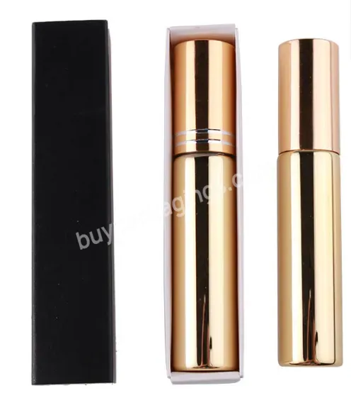 In Stock ! 10ml Black Sliver Gold Color Uv Coated Empty Glass Perfume Bottle With Spray Cap