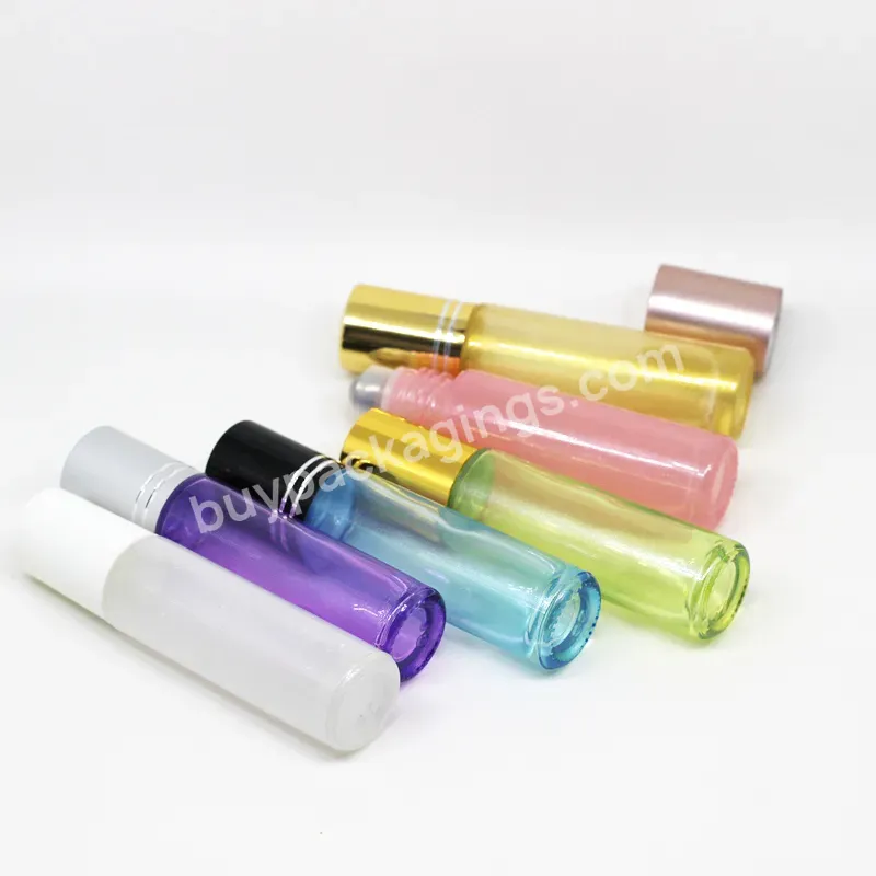 In Stock 10ml Pearl Perfume Glass Roll On Bottle Essential Oil Bottle With Steel Roller