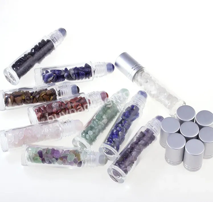 In Stock ! 10ml Semiprecious Stones Glass Roll On Bottle Gemstone In Roller Ball Bottles