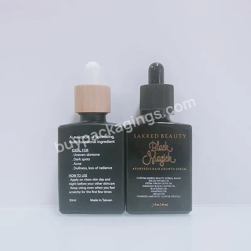 In Stock 15ml 30ml 50ml 100ml Essential Oil Matte Frosted Black Rectangle Glass Dropper Bottle With Cap