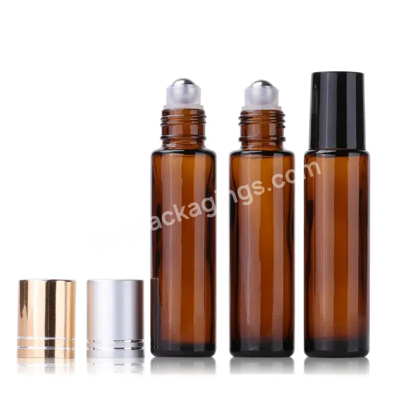 In Stock 15ml Amber Perfume Glass Roller Bottle Roll On Bottle Sample Test Essential Oil Vials With Roller Metal Ball