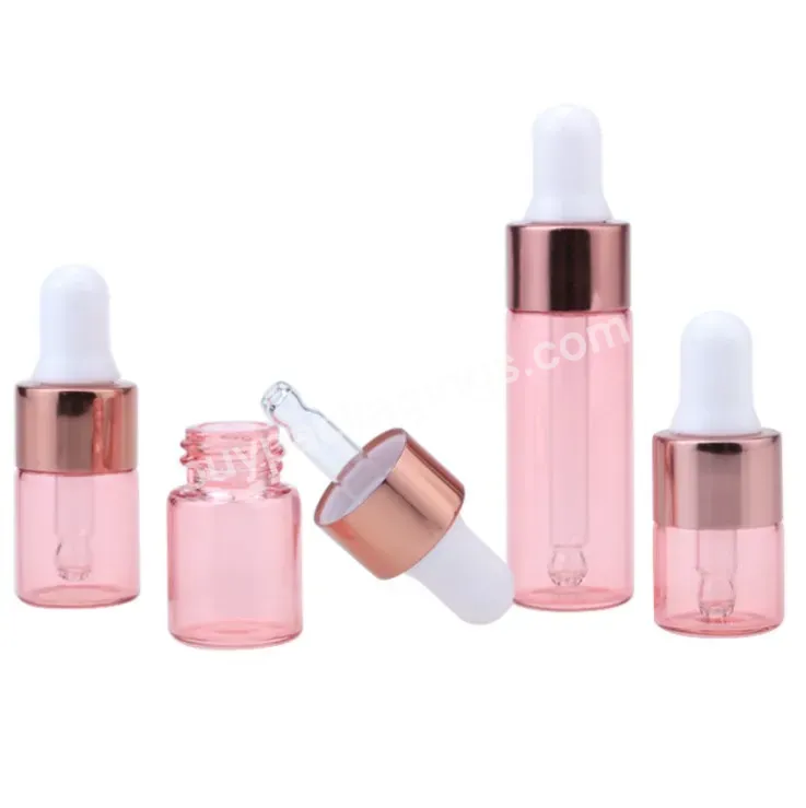 In Stock 1ml 2ml 3ml 5ml Rose Gold Dropper Glass Bottle For Essential Oil