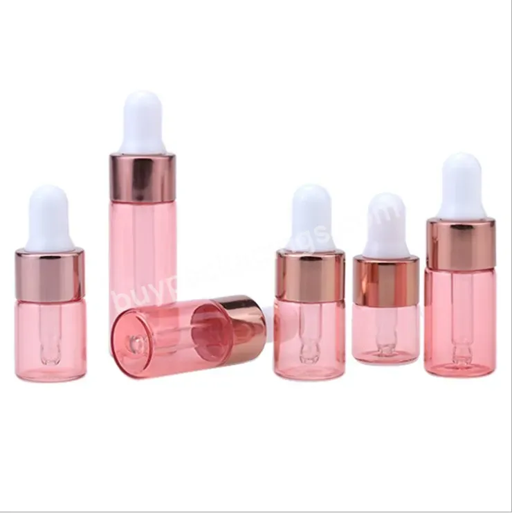 In Stock 1ml 2ml 3ml 5ml Rose Gold Dropper Glass Bottle For Essential Oil