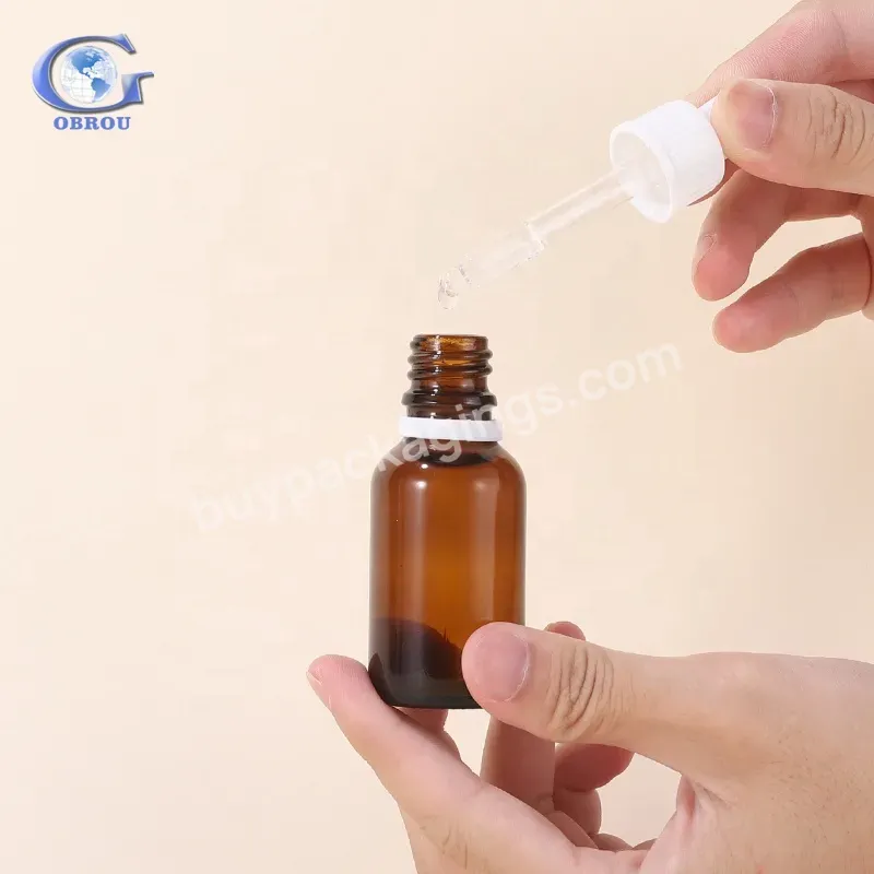 In Stock 25ml Glass Serum Bottle Amber Hair Beard Oil Glass Dropper Bottles For Skin Care