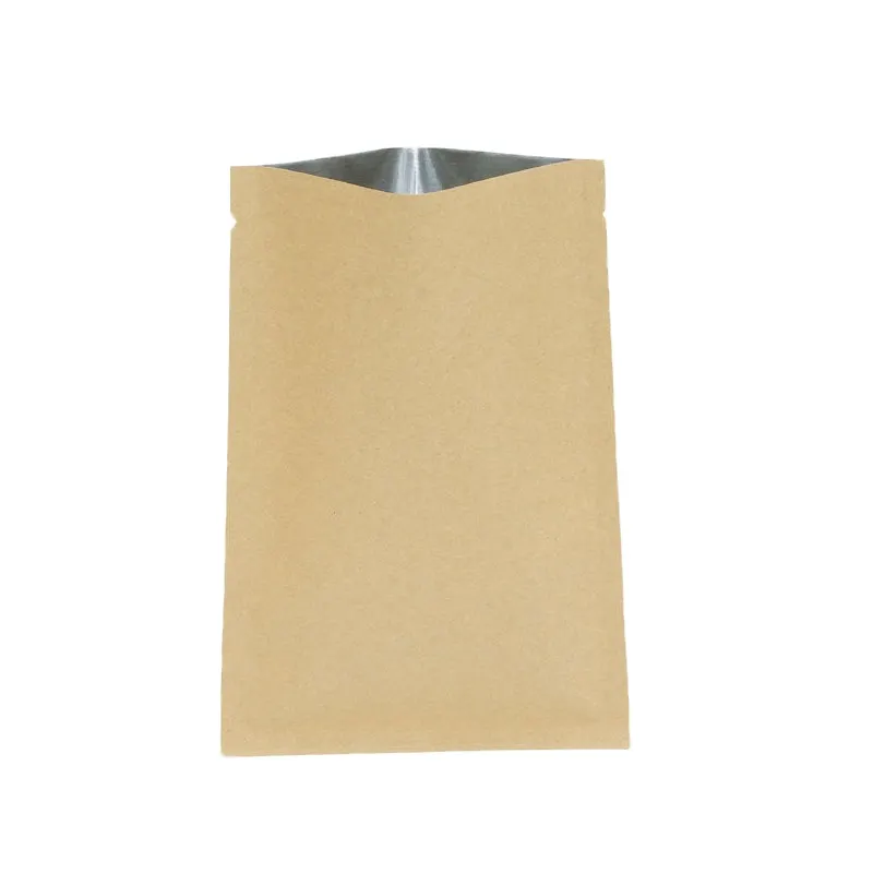 In stock 3 Side Sealed Vacuum Zipper Washabl Flat Custom Packaging Recycled Brown Kraft Paper Bags For Food