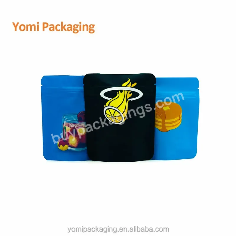 In Stock 3.5g 7g 14g 28g Custom Printed Soft Touch Small Zipper Child Smell Proof Resistant 3.5 Mylar Bags