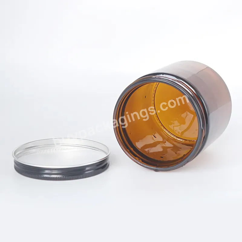 In Stock 500ml 18oz Wide Mouth Amber Glass Jar With Aluminum Black Screw Lid For Body Scrub Cream And Candle Packaging