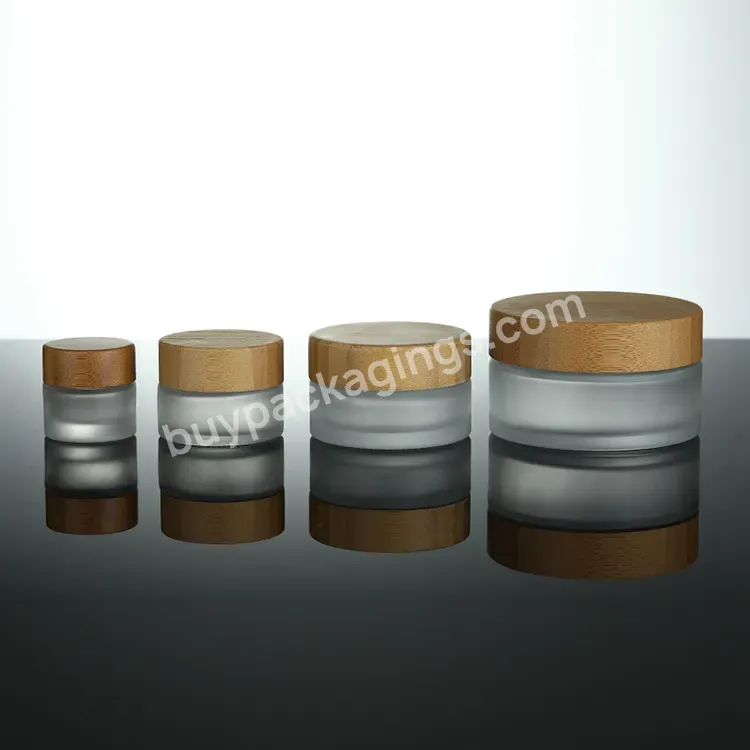 In Stock 5g 10g 15g 30g 50g 100g Empty Frosted Glass Wood Cosmetic Container Face Cream Jar With Bamboo Lid