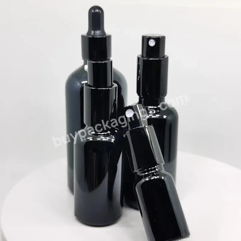 In Stock 5ml 10ml 15ml 20ml 30ml 50ml 100ml Glossy Black Glass Spray Perfume Bottle