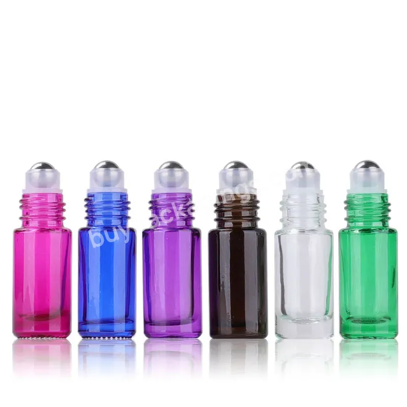 In Stock 5ml Thick Perfume Roll On Glass Bottles With Steel Ball