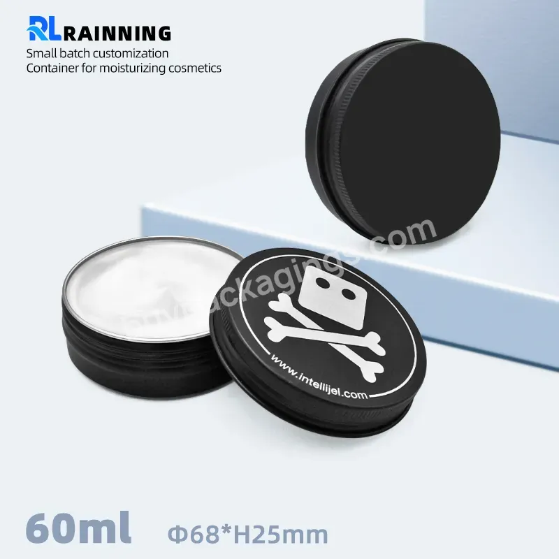 In Stock Aluminum Tin Skincare Packaging Black Color 60g Screw Top Metal Containers Aluminum Tin With Lids
