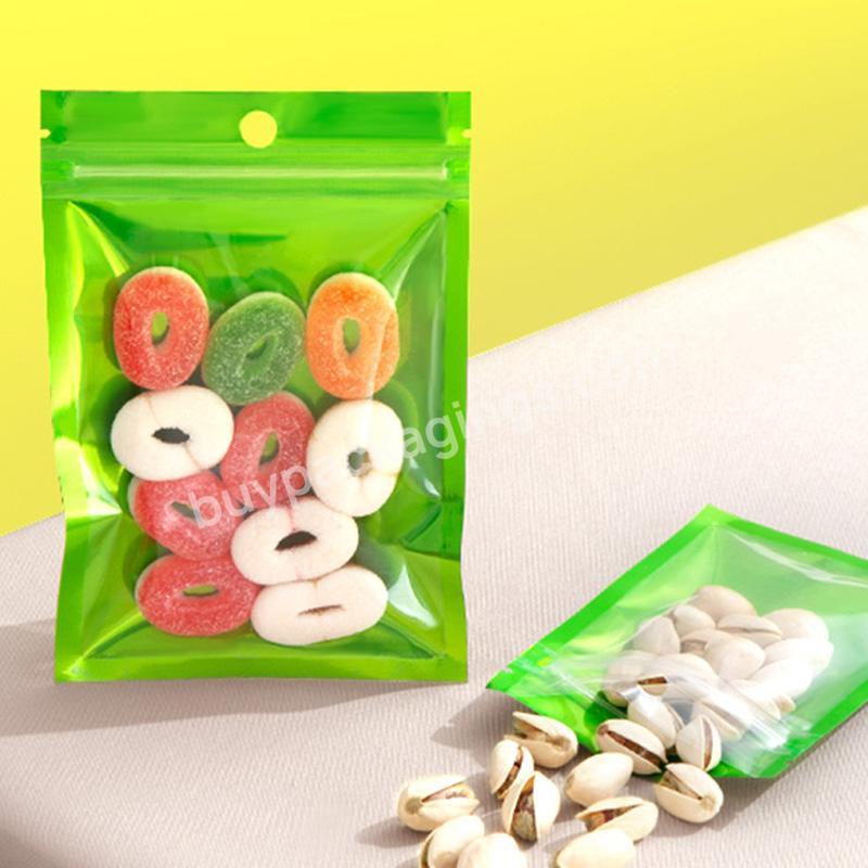 In Stock Clear Front Plastic Cookie Candy Sugar Dried Fruit Packaging Pouch With Ziplock