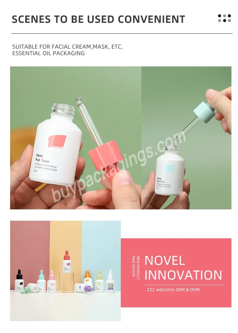 In Stock Color 30 Ml Pearly White Glass Dropper Bottle 30ml Dropper Serum Glass Bottle Essence Oil Dropper Bottle