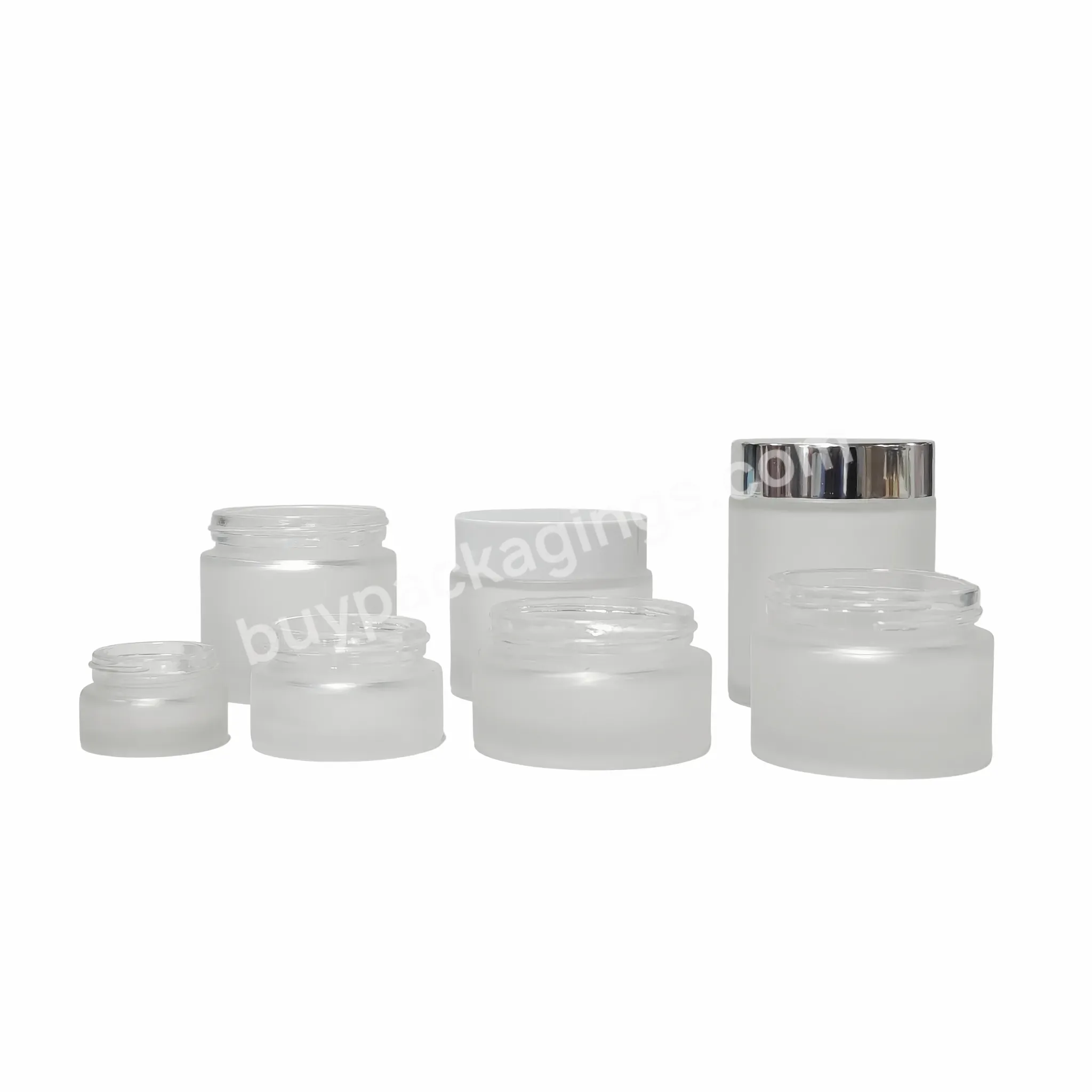 In Stock Cosmetic Frosted Clear Cream Jar 0.5oz 1oz 2oz Skin Care Eye Cream Body Butter Empty Glass Jar