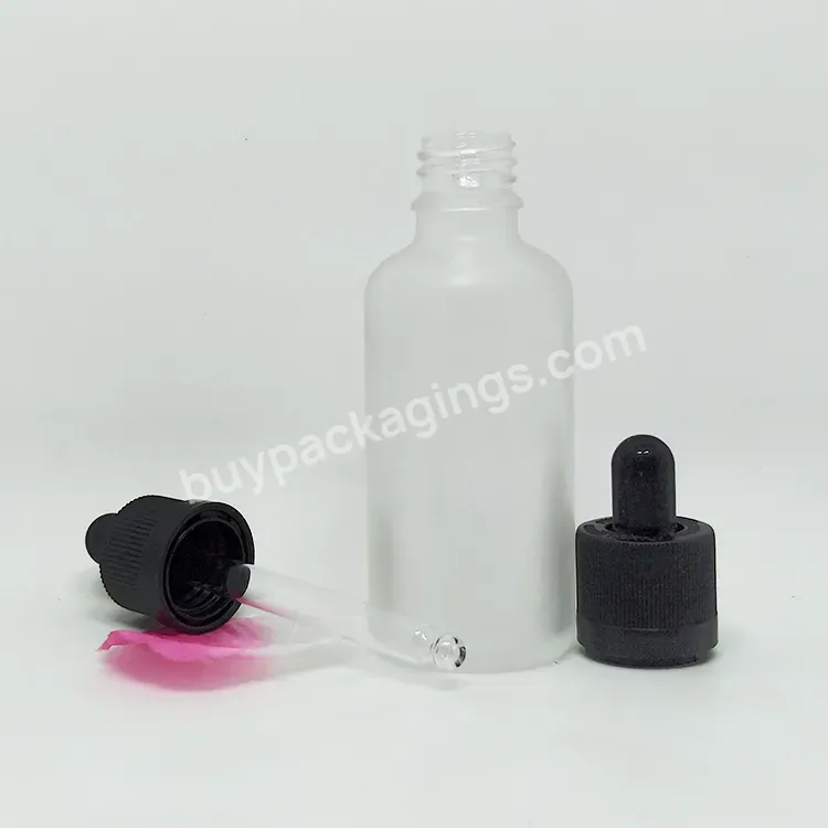 In Stock Empty Transparent Glass Dropper Bottle Essential Oil 5ml 10ml 20ml 30ml 50ml 100ml With White And Black Cover Bottle