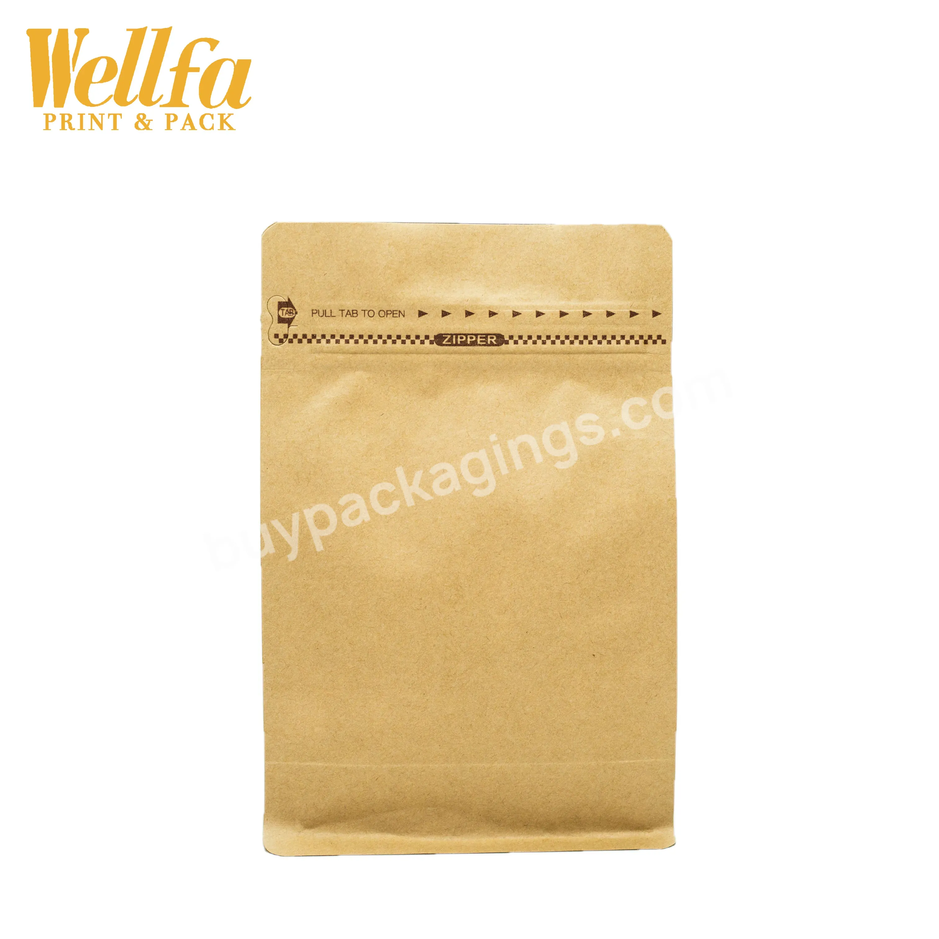 In Stock Factory Oem Print Plastic Flat Bottom Pouch With Air Valve Coffee Bean Kraft Paper Packaging Bag