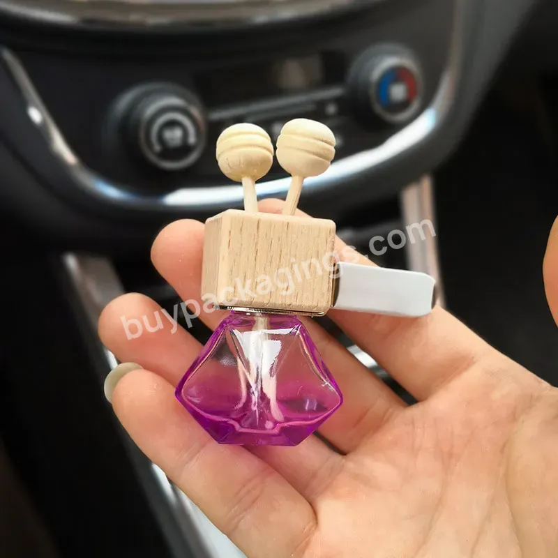 In Stock ! Fashion Colorful Gradient 5ml 6ml Diamond Shape Car Outlet Air Freshener Perfume Glass Bottle