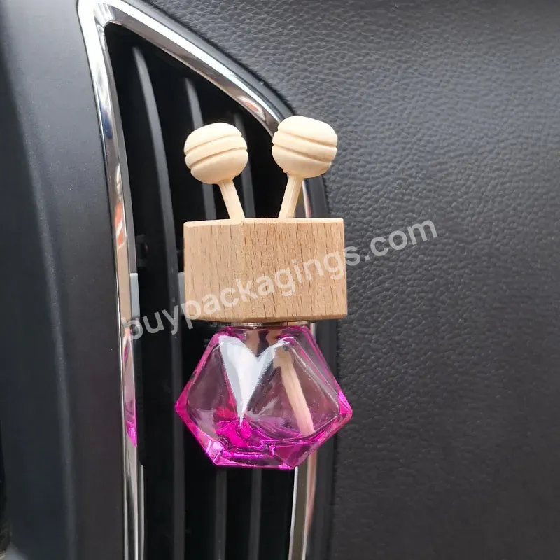 In Stock ! Fashion Colorful Gradient 5ml 6ml Diamond Shape Car Outlet Air Freshener Perfume Glass Bottle