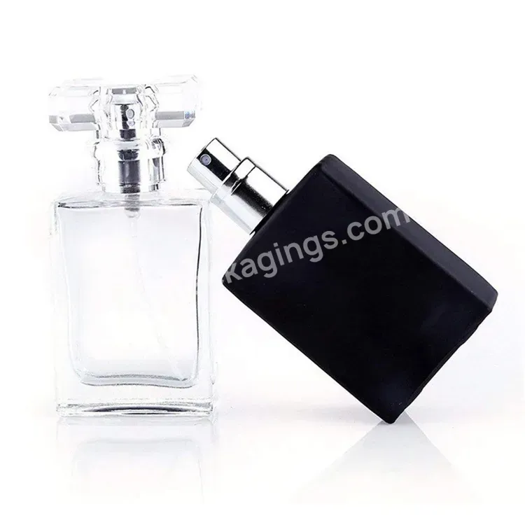 In Stock Fashion Wholesale Luxury Woman 30ml 50ml Black Square Spray Glass Perfume Bottle