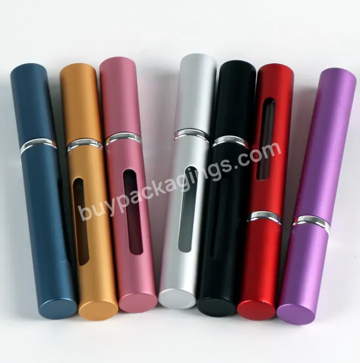 In Stock ! Gold Sliver Blue Purple Red Pink 5ml Portable Perfume Aluminum Spray Glass Bottle