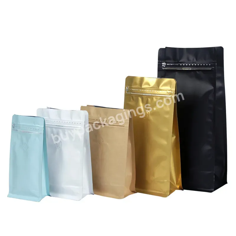 In Stock Guangdong Factory Wholesale Empty Resealable Multicolor Aluminum Gusseted Block Bottom Coffee Bag With Valve