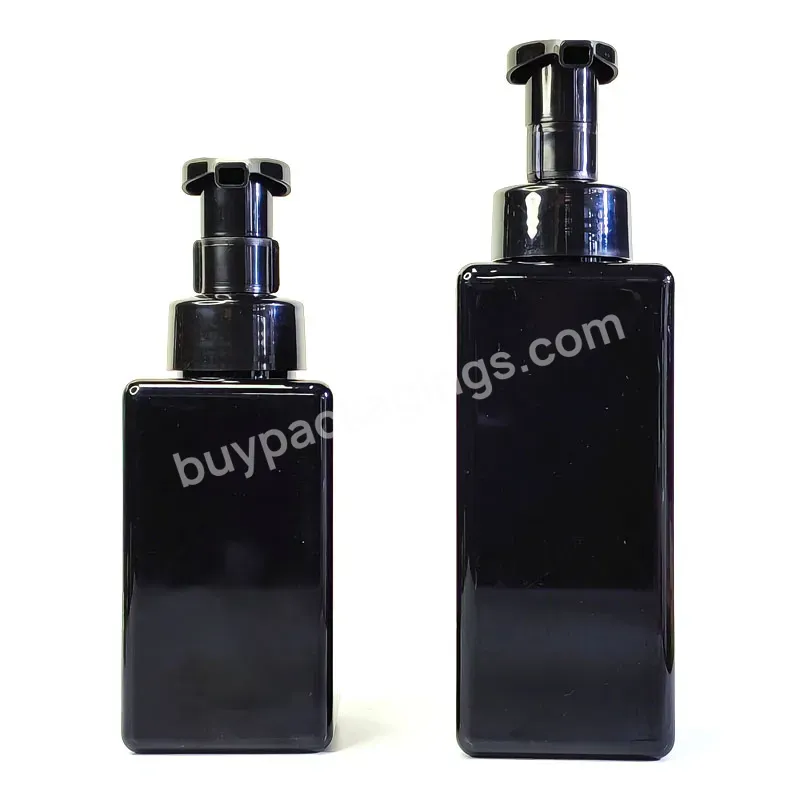 In Stock Hand Wash Facial Cleaner Hair Shampoo Container 500ml 750ml Black Square Pet Foam Bottle