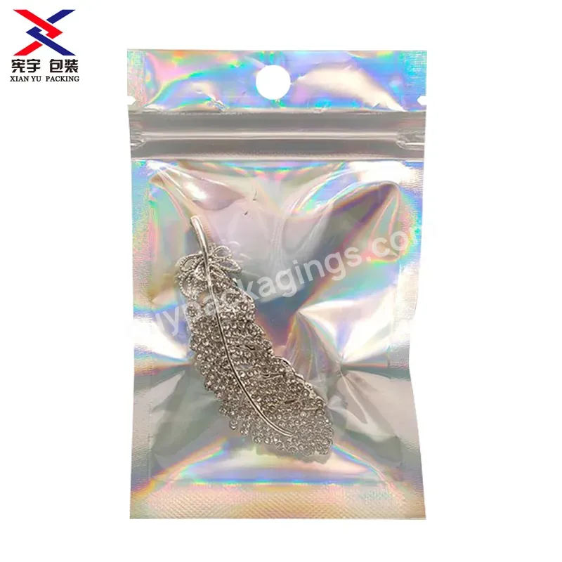 In Stock Laser Plastic Mylar Packaging Zipper Pouch Bag Resealable Smell Proof Bags For Snacks