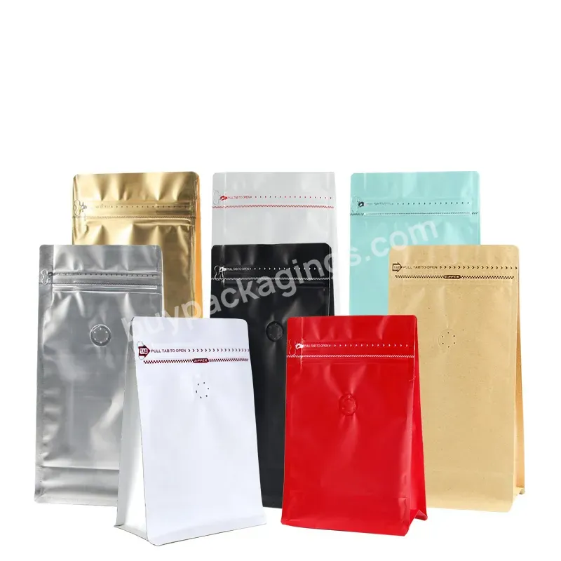 In Stock Low Moq Cafe Tea Food Packaging Bag Flat Bottom Custom Printed Various Styles Coffee Bags With Valve 24 Year Packaging