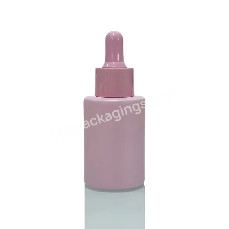 In Stock Matte Green Purple Color Flat Shoulder Serum 1oz Bottles 30ml Essential Oil Glass Dropper Bottles