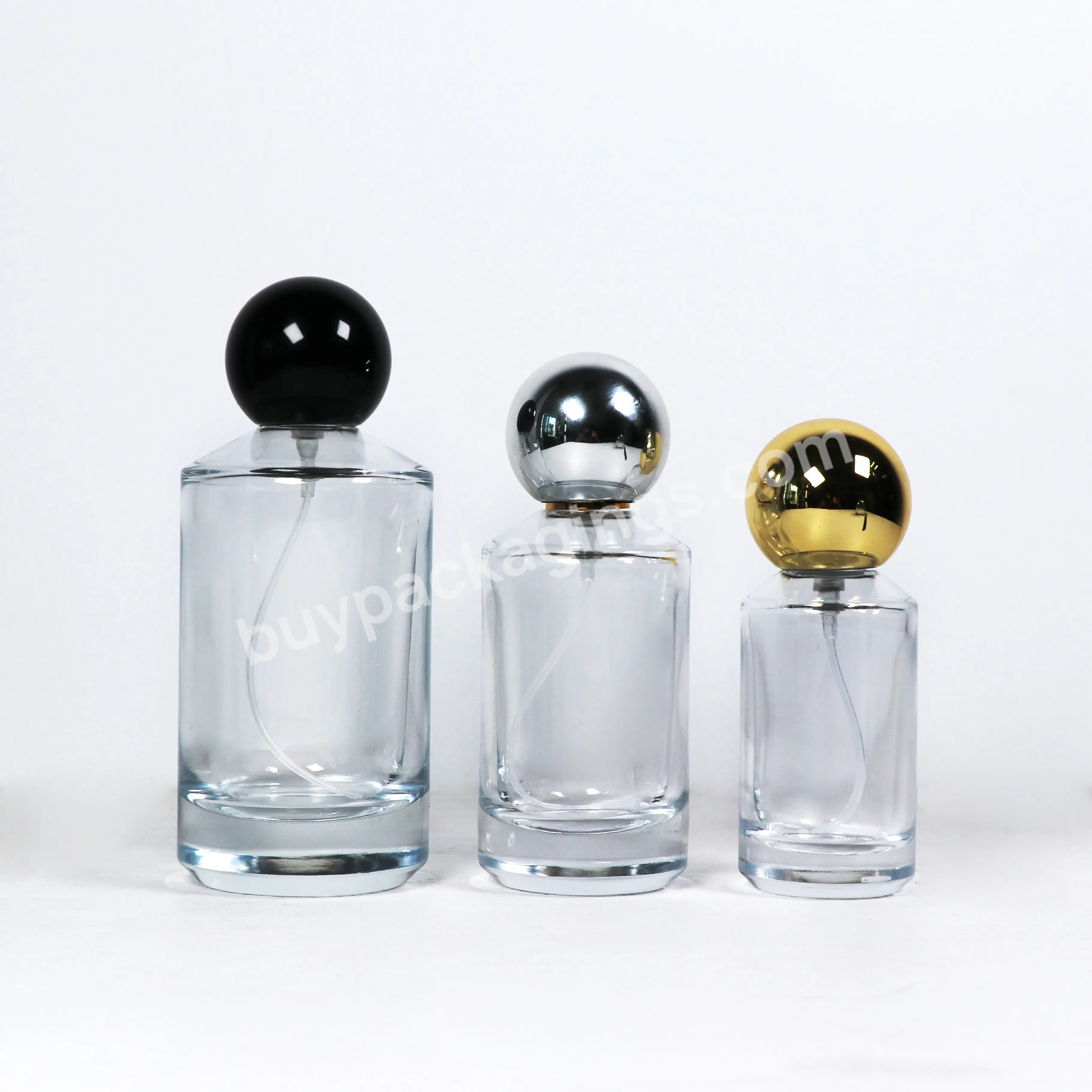 In Stock Modern Perfume Bottle 30ml 50ml 100ml Round Shape Cosmetic Glass Spray Perfume Bottle