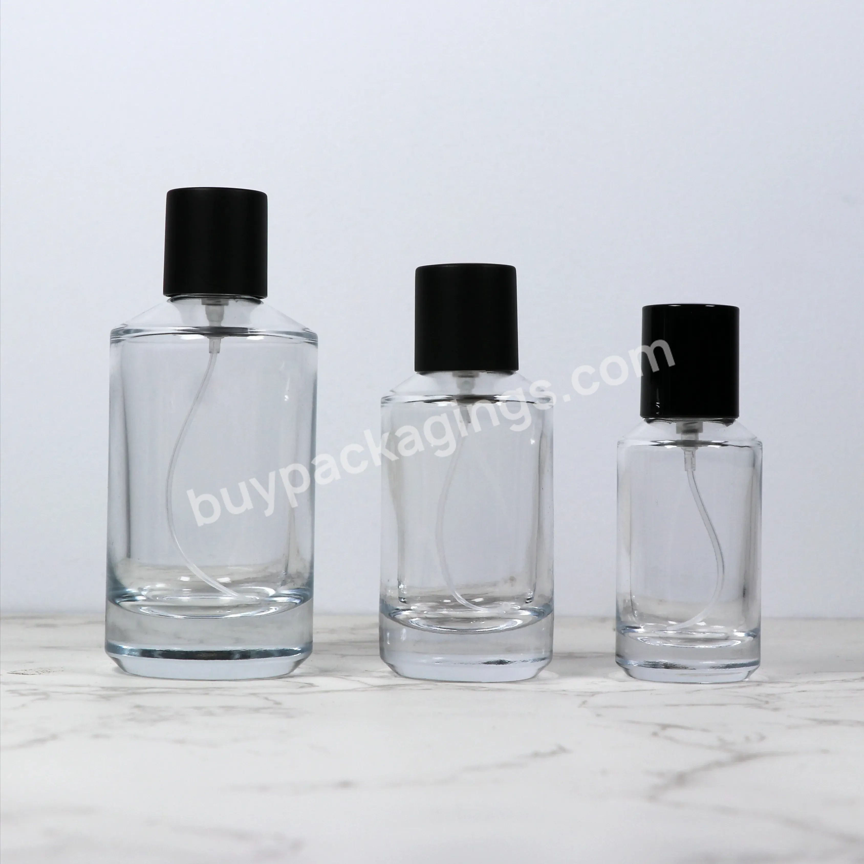 In Stock Modern Perfume Bottle 30ml 50ml 100ml Round Shape Cosmetic Glass Spray Perfume Bottle