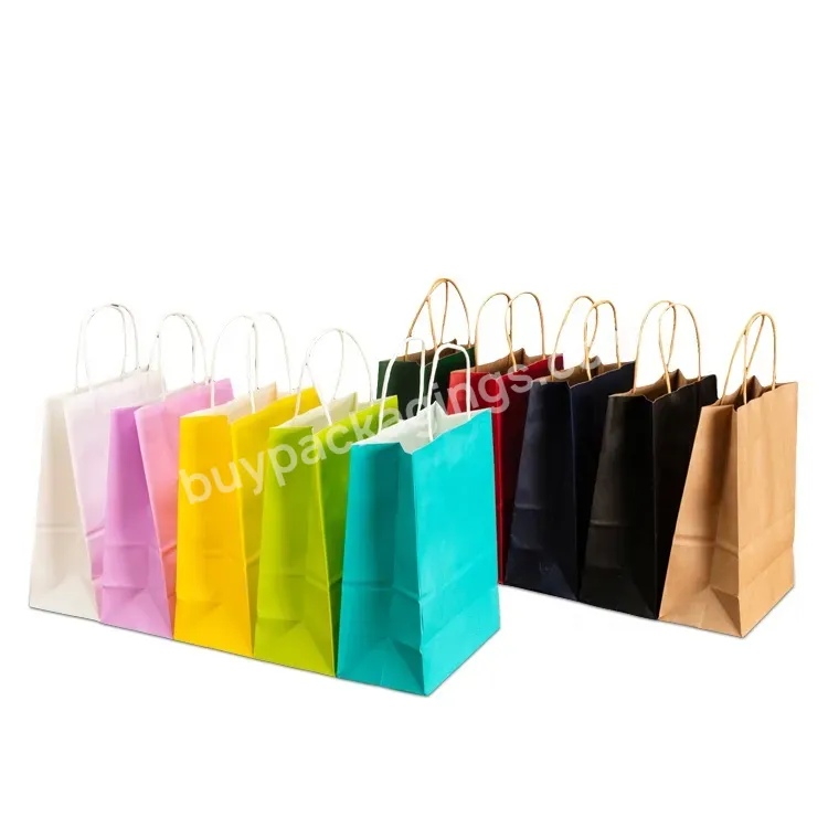 In Stock Odm Oem Customized Candy-colored High Quality Recyclable Biodegradable Kraft Paper Bag Resealable With Handle